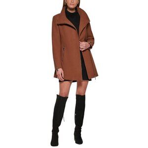 New Calvin Klein Women's Asymmetrical Wool Jacket Brown Size XS Extra Small